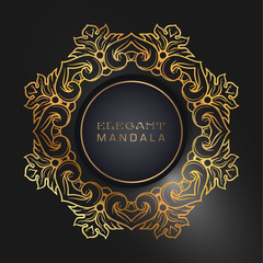 Vector round circle. Mandala style. Decorative element with gold.