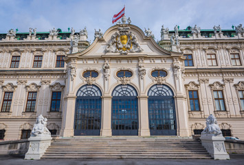 Fototapeta na wymiar Frontage of palace called Upper Belvedere in Vienna city, capital of Austria
