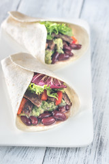 Burritos on the white plate