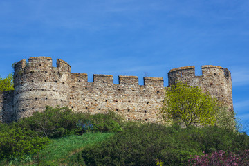Fototapeta na wymiar Mediaeval castle walls in Devin, former village nowdays part of Bratislava city in Slovakia