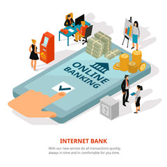 Online Banking Isometric Banner 