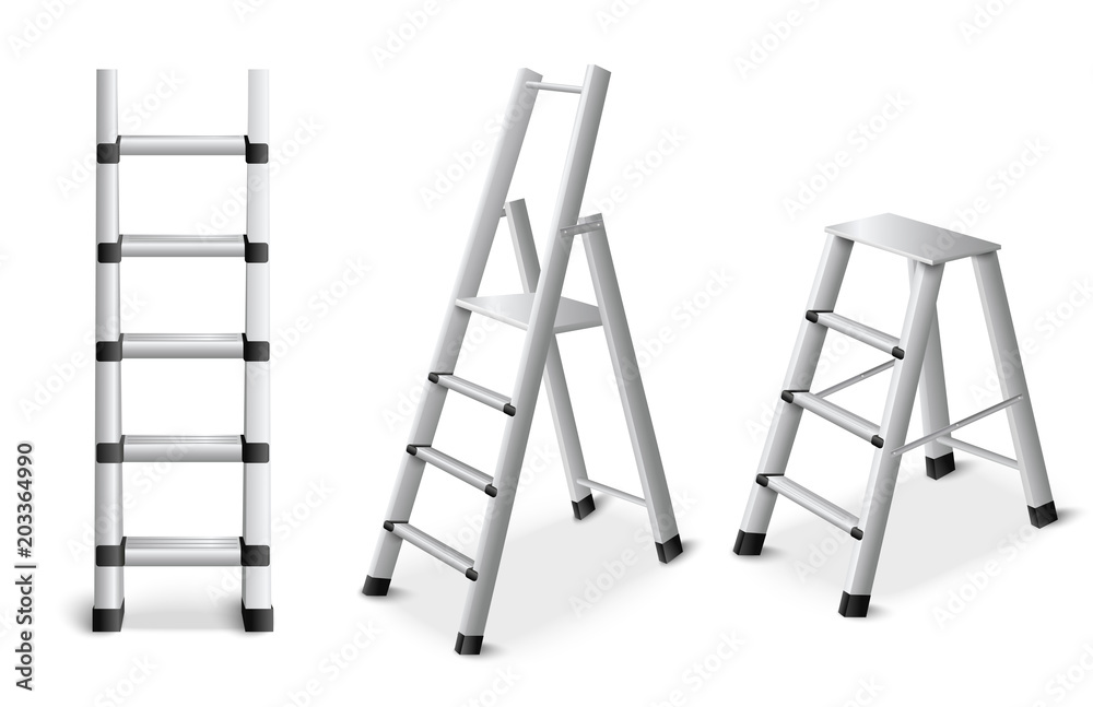 Sticker Metal Ladders Realistic Set 