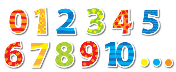 set of nice colorful numbers 0 - 10  with shadow / vector illustration