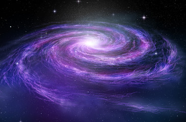 Obraz premium Galaktyka spiralna w głębokiej przestrzeni, ilustracja 3D