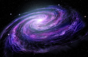 Spiral Galaxy in deep spcae, 3D illustration