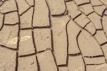 Obraz premium sécheresse, boue séchée, craquelures du sol