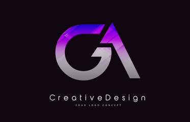 GA Letter Logo Design. Purple Texture Creative Icon Modern Letters Vector Logo. - obrazy, fototapety, plakaty