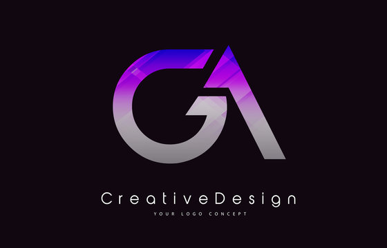 GA Letter Logo Design. Purple Texture Creative Icon Modern Letters Vector Logo.