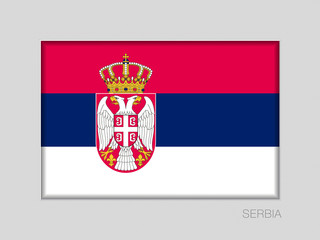 Flag of Serbia. National Ensign Aspect Ratio 2 to 3 on Gray