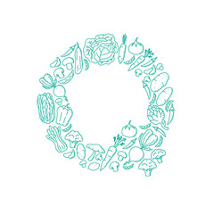 Alphabet Vegetable pattern set letter Q illustration kids hand drawing concept design green color, isolated on white background, vector eps 10