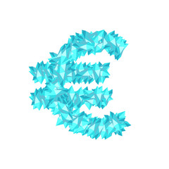 Fototapeta na wymiar Alphabet Crystal diamond 3D virtual set Currency EUR (European Euro) symbol illustration Gemstone concept design blue color, isolated on white background, vector eps 10