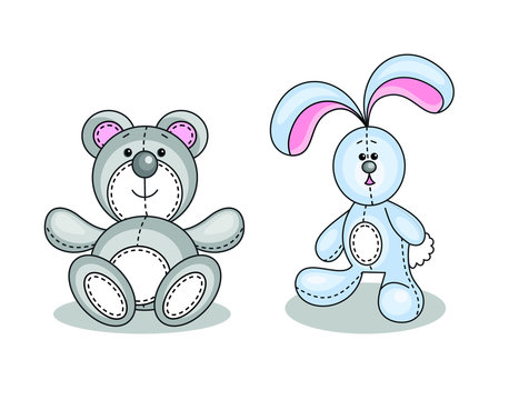 Baby toys rabbit and bear vector image