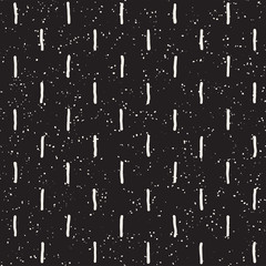 Hand drawn style seamless pattern. Abstract grungy geometric shapes background in black and white.