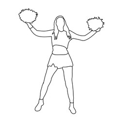 sketch girl cheerleader dancing, icon