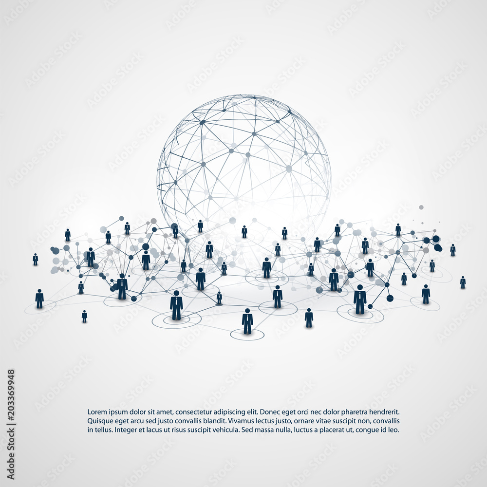 Poster networks - business connections - abstract cloud computing and global network connections concept de