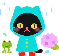 レインコートを着た猫