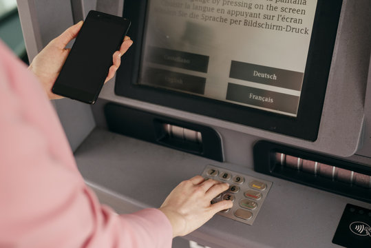Woman entering security code for credit card