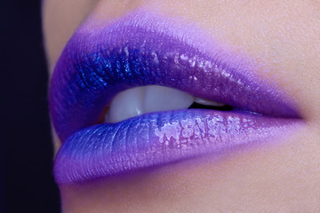 Close-up of model bright lips