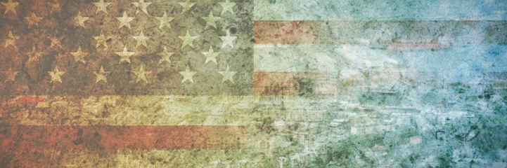 Wall murals Old dirty textured wall Composite image of usa national flag