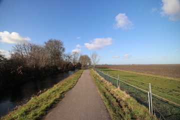 Fototapeta na wymiar Wide angle view of polder Wilde Veenen at Donderdam between the villages of Moerkapelle and Waddinxveen in the Netherlands