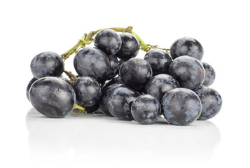 Black grape cluster (autumn royal variety) isolated on white background.