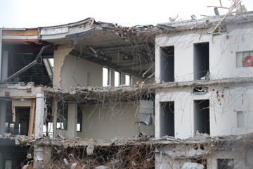 Demolition of the municipality office of Zuidplas including town hall in Nieuwerkerk aan den IJssel, the Netherlands.