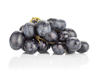 Black grape cluster (autumn royal variety) isolated on white background seedless sweet smooth purple.
