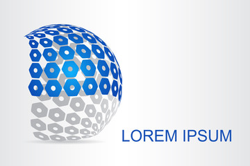  Abstract technology logo stylized spherical surface with abstract shapes.