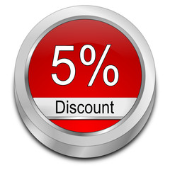 5% Discount button - 3D illustration