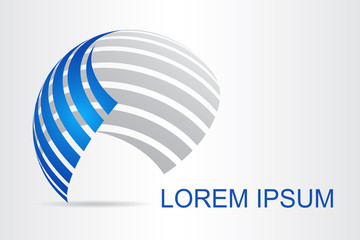  Abstract technology logo stylized spherical surface with abstract shapes.