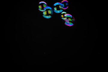 Soap bubbles on a black background