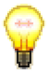 Pixel art: a shiny lightbulb.
