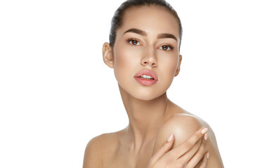Beauty Skin Care. Portrait Of Sexy Woman With Natural Makeup