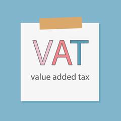 VAT Value Added Tax written in notebook paper- vector illustration