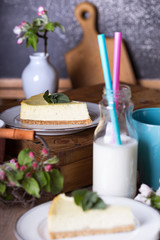 mint cheesecake on a plate