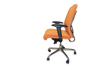 The office chair from orange cloth. Isolated