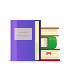 Stack of books with a bookmark. Icon for library or book section. Flat vector illustration isolated on white background.