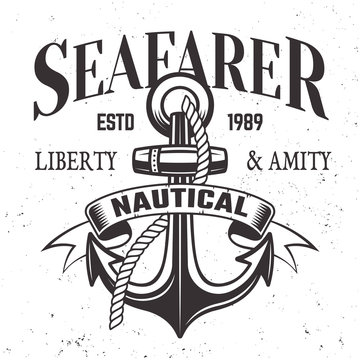 Sailor vintage emblem with anchor in vintage style