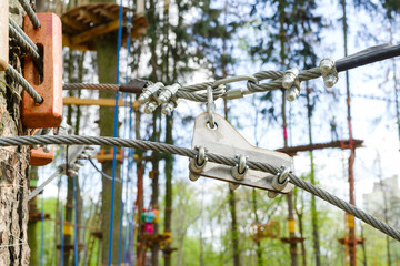 system of fastening of ropes in the park for mountaineering