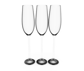 Empty wine glass isolated on white background 3d render