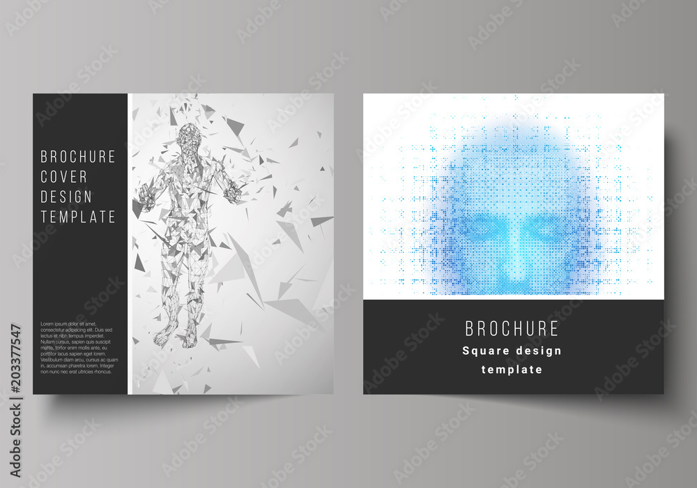 Wall mural the minimal vector illustration of editable layout of two square format covers design templates for 