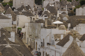 Alberobello: trulli houses , Apulia, Italy. These typical houses with dry stone walls and conical...