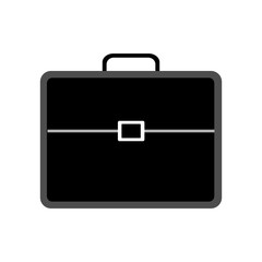 Black briefcase with lock for business man on a white background. Vector flat style.