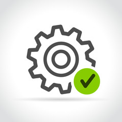 gear with green check mark icon