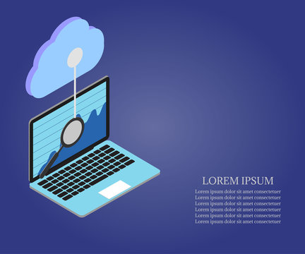 laptop, 3D Isometric, cloud 3