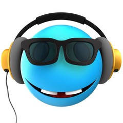 3d blue emoticon smile