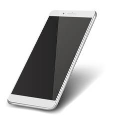 Smart phone with black screen isolated on white background.