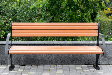 the wooden bench  in the park.