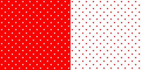 Bright red and white heart shape retro design polka dots background pattern, two inverted tiles © MichaelJBerlin