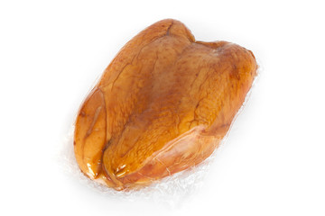 Smoked chicken on a white background.